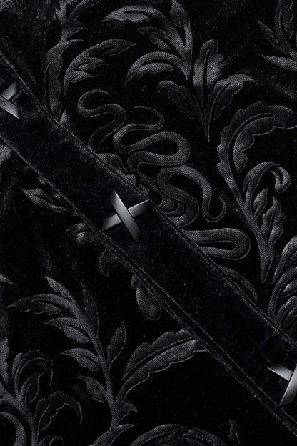 Black Stand Collar Print Stitching Gothic Blouse
