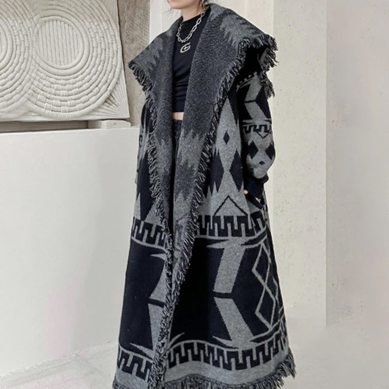Long Knitted Cardigan Black