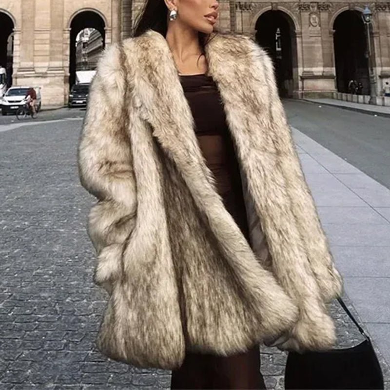 Midi Fur Coat Beige