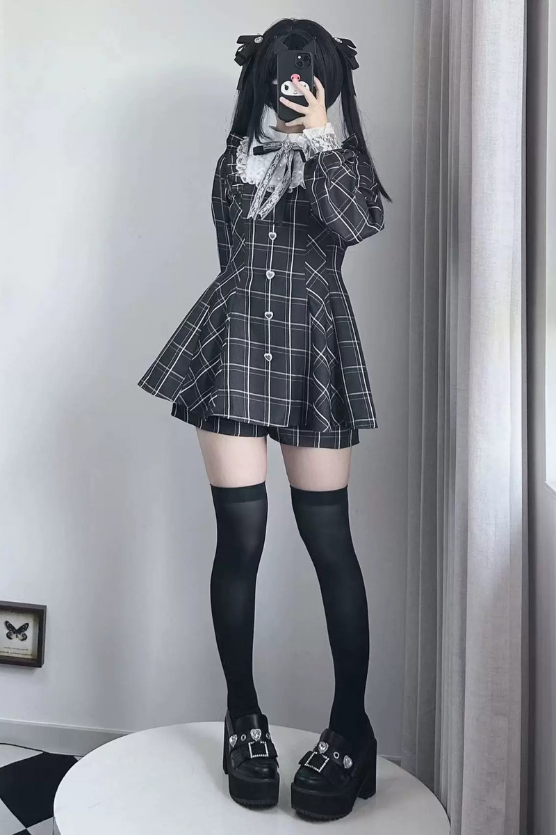 [pre-order] Jirai Plaid Top + Inner Plaid Pants