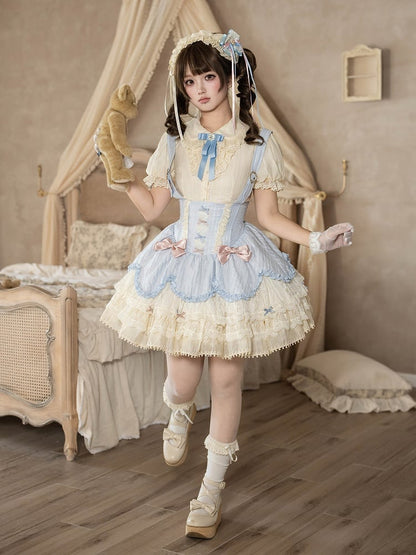 [pre-order Deadline: May 8] Classic Lace Ribbon Blouse + Suspender Tiered Dress Full Set + Complete Set