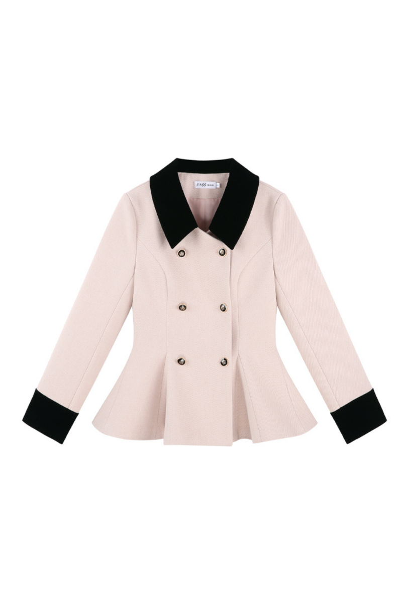 French Sweet Pink Flare Coat + Skirt