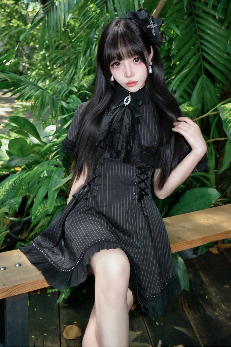French Stripe Cape Dress