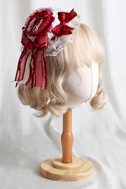 Rose Lace Lolita Bonnet + Hat + Hairband + Clip Hat + Crown