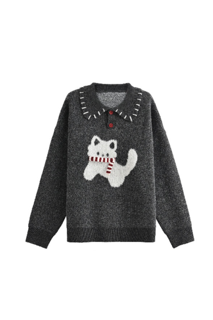 Cat Knit Sweater + Snowflake Cardigan