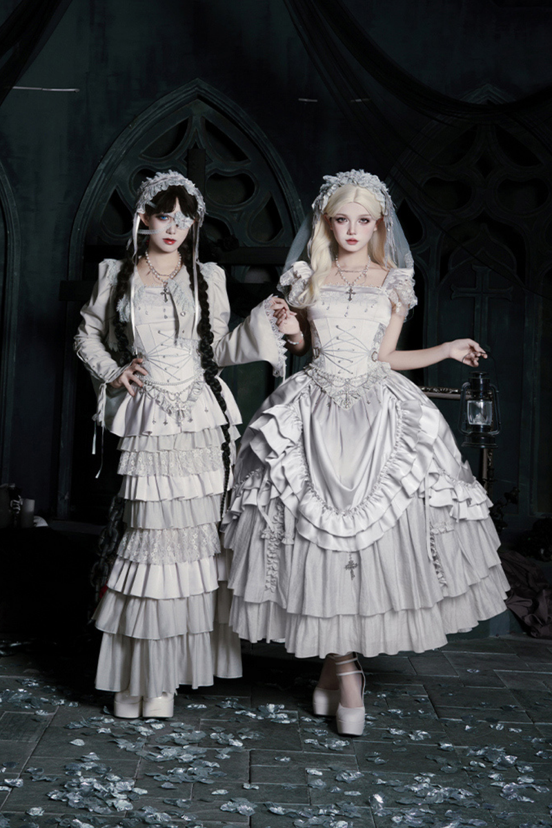 Gothic Lolita Skirt + Corset + Veil + Necklace + Waist Chain