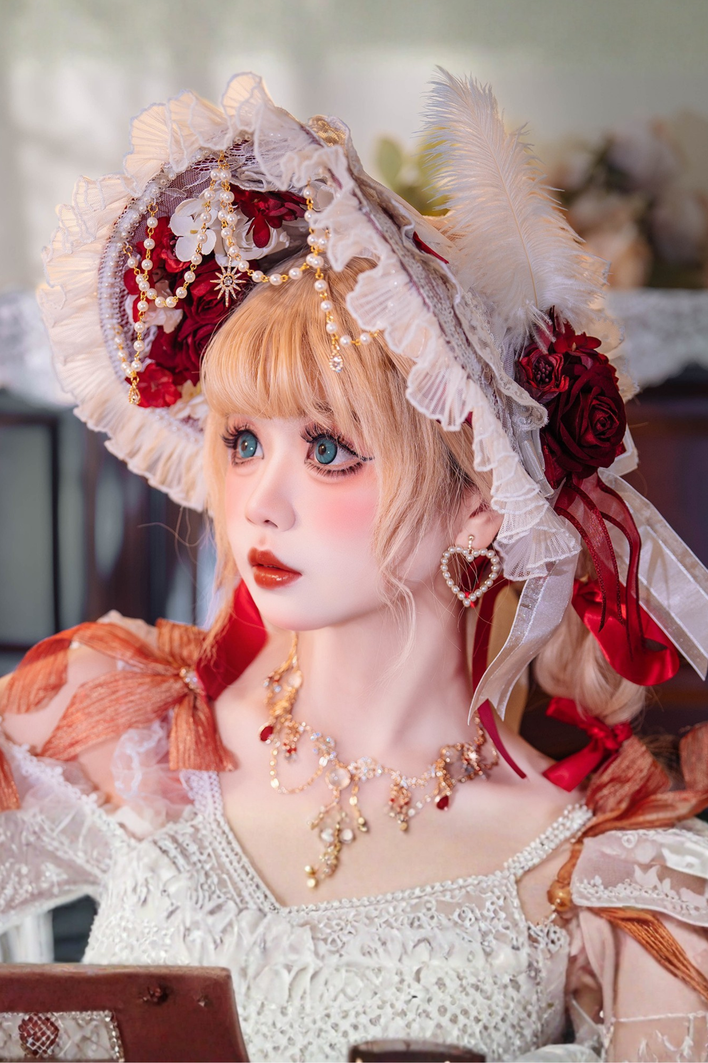 Sweet Lolita Flower Hat + Necklace
