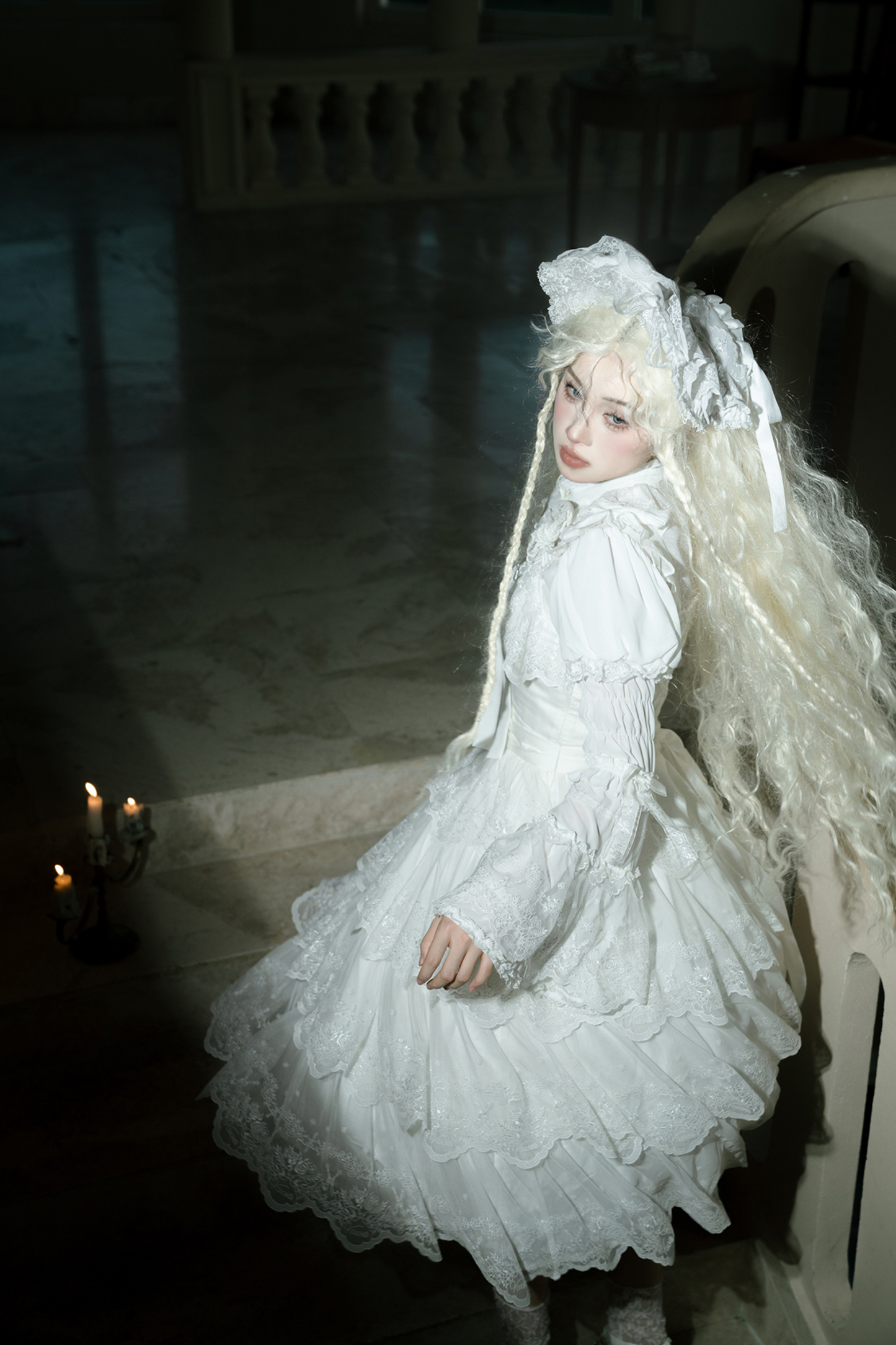 Flower Banquet Princess Sleeve Shirt + Ruffle Lolita Dress