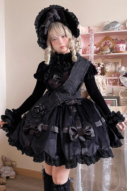 Sweetheart Lolita Suspender Skirt + Ruffle Neck Blouse + Petticoat