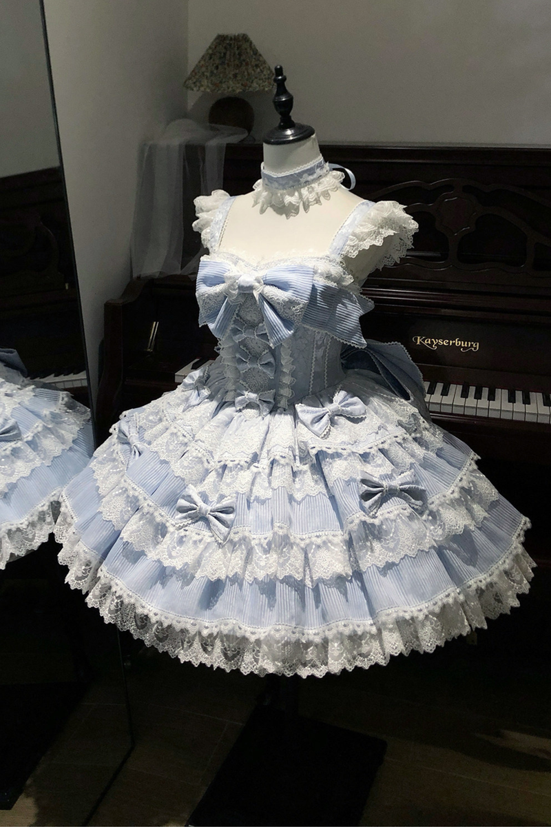 [pre-order] Princess Ballet Tiered Lolita Dress + Headband + Necklace + Sleeves + Tail