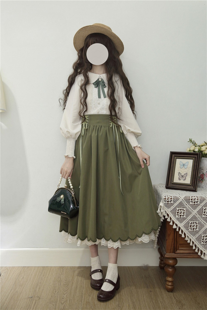 [pre-order] Retro Sweet College Shirt + High Waist Flare Skirt