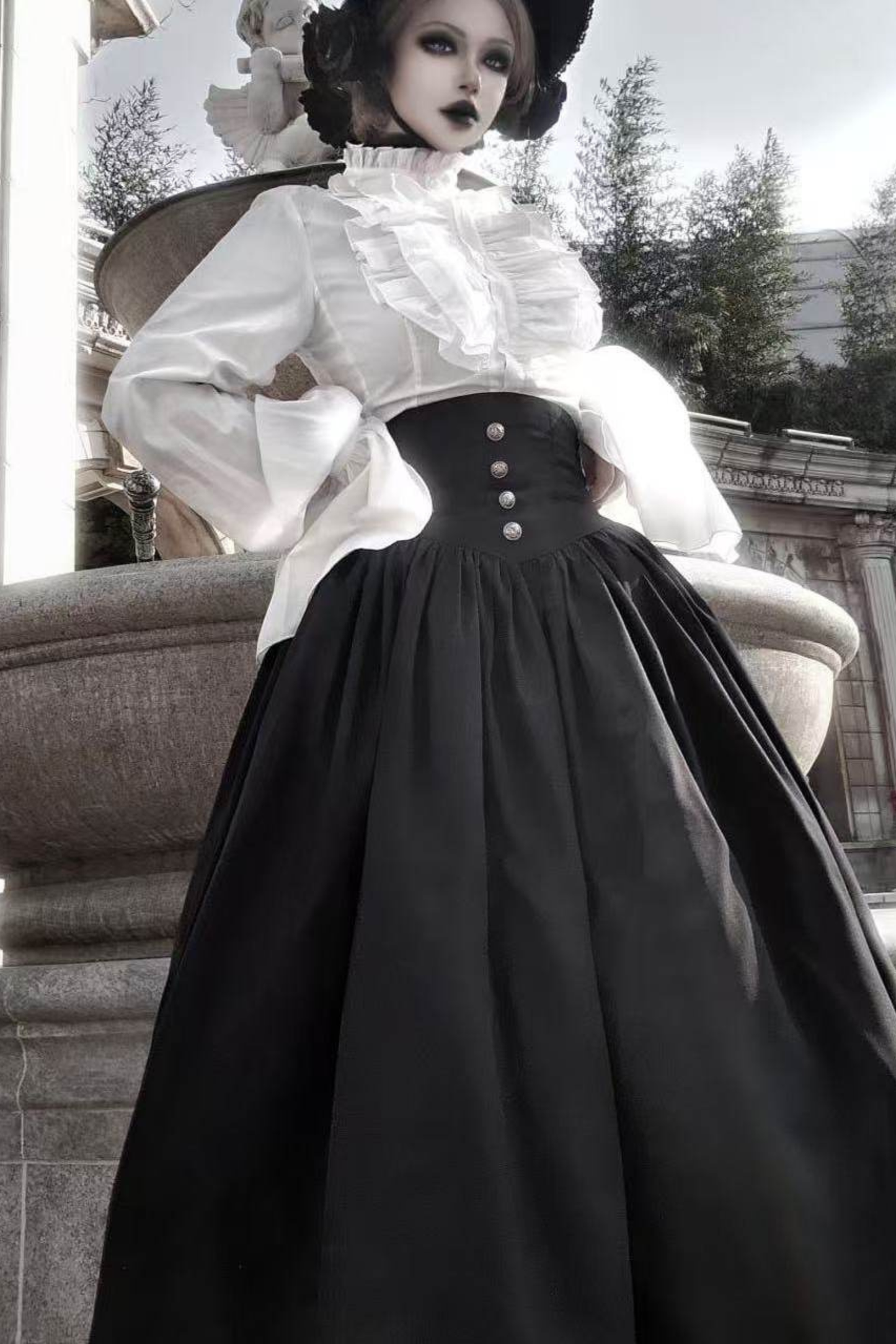 Gothic Lolita Cape + Shirt + Skirt + Ribbon + Bonnet