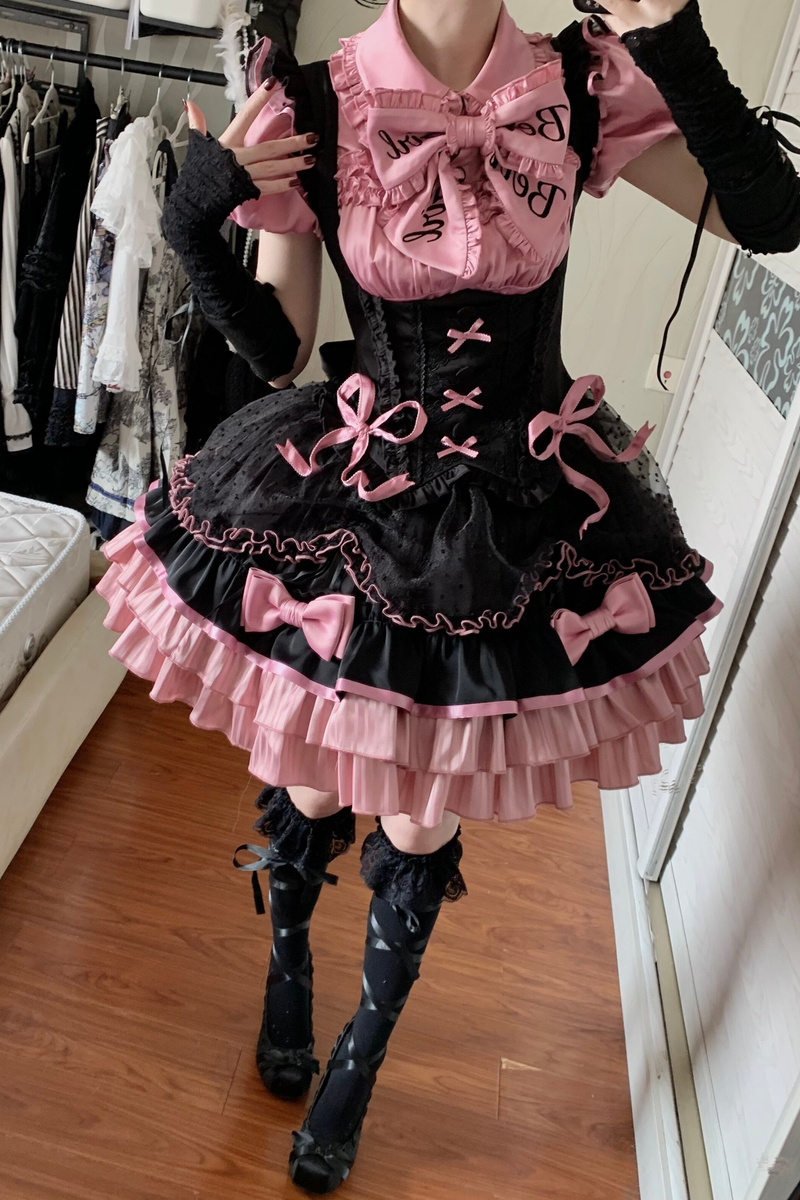 [pre-order Deadline: March 10] Candy Heartbeat Lolita Shirt + Jumper Skirt + Hat + Ribbon