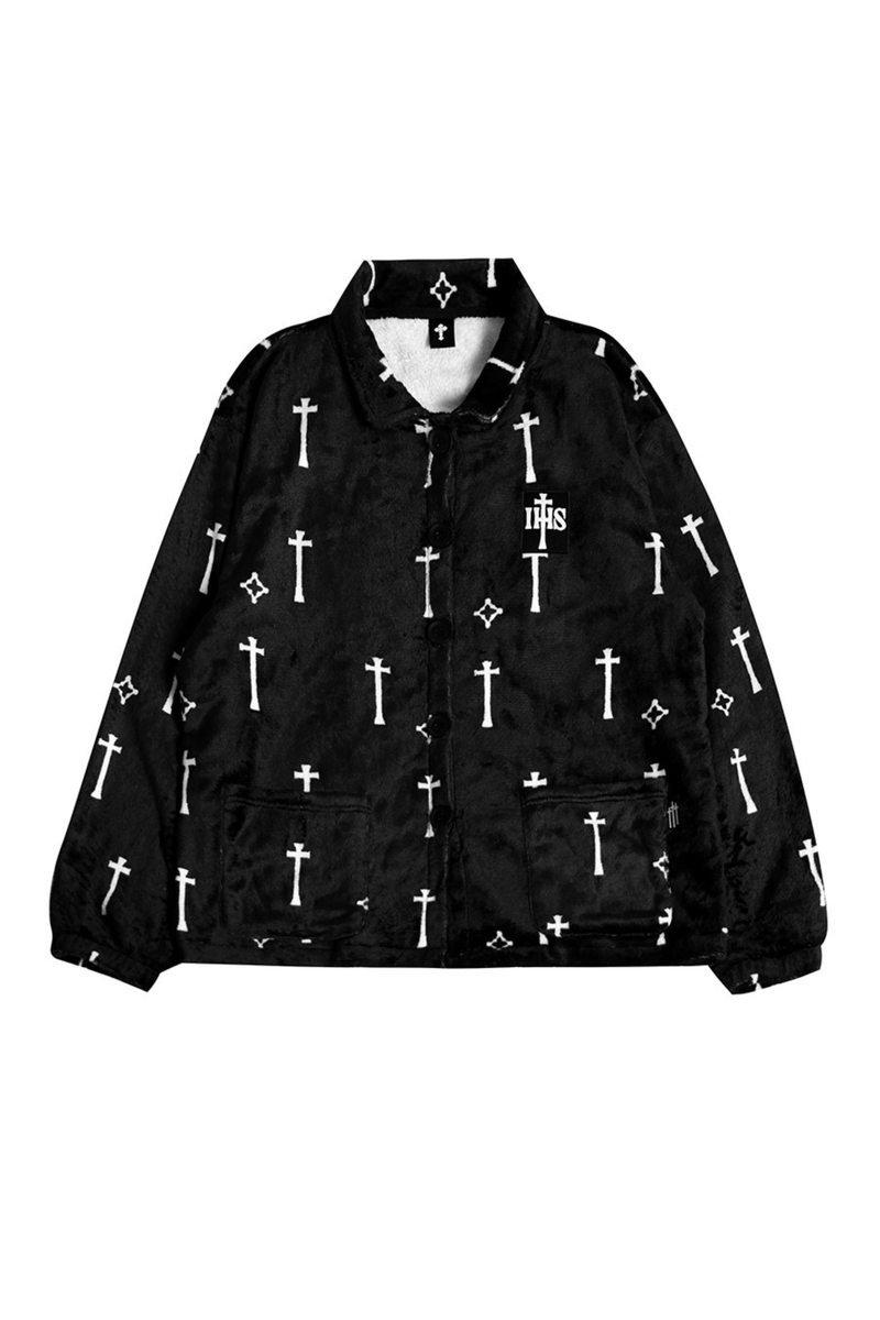 Gothic Cross Flannel Nightgown Coat + Loose Pants + Jacket