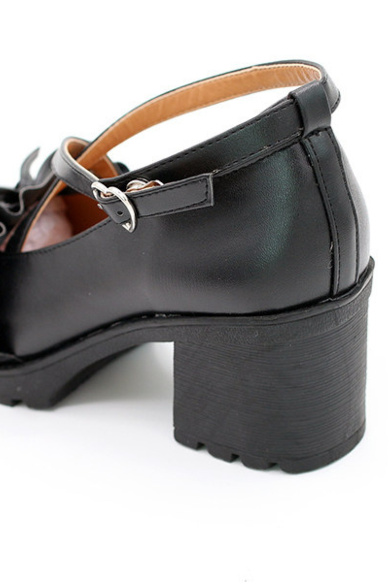 Ruffled Cross Design Lolita Shoes