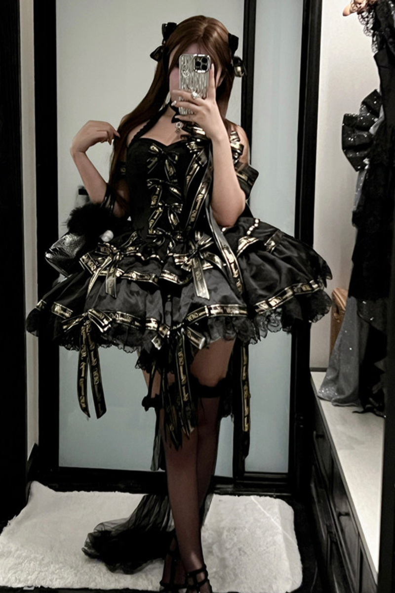 Many Logo Ribbon Princess Dress + Badge + Head Accessory + Tail
