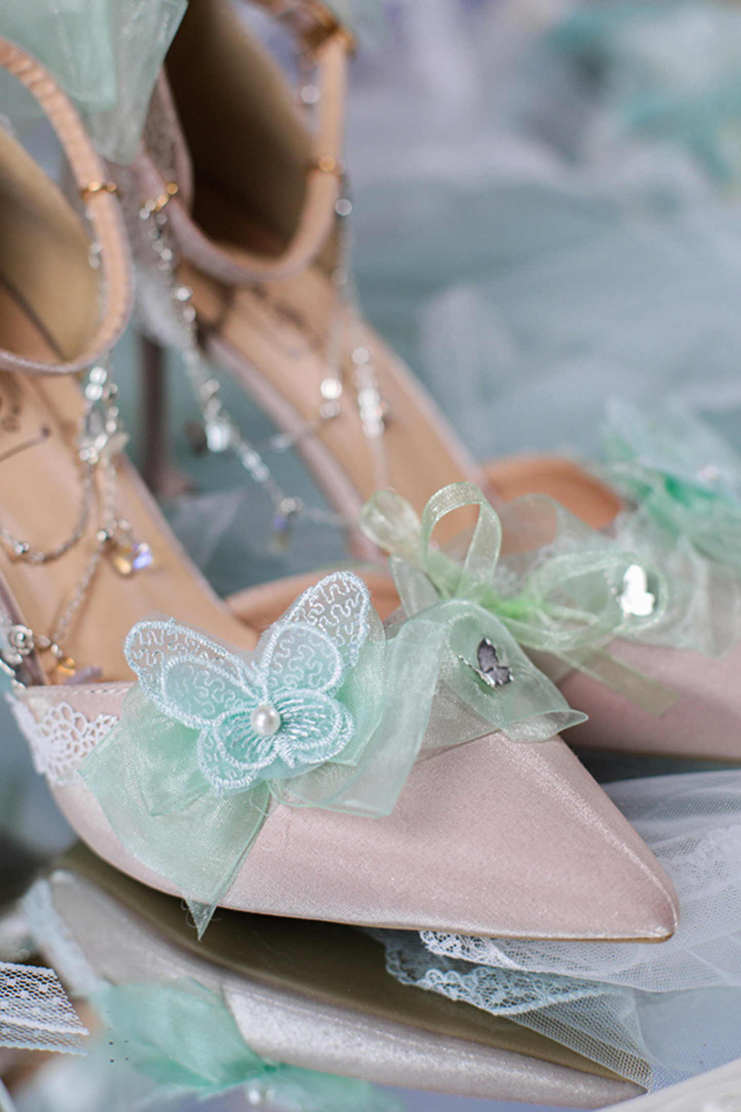 Sheer Light Chain Lolita Stiletto Pumps