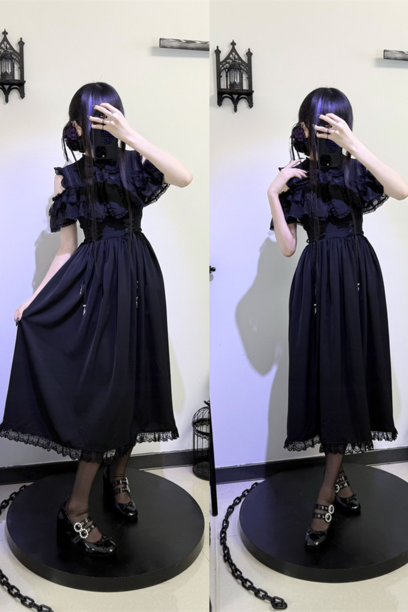 Dark Style Off Shoulder Lace Dress