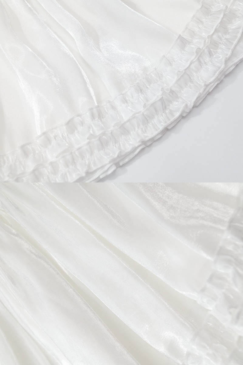 Heavy Shatin Drape Camisole Dress + Lace Asymmetric Shawl