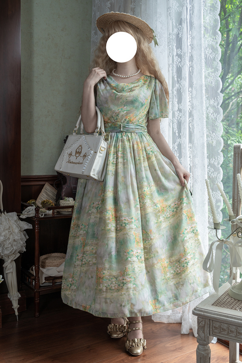 Marble Resort Chiffon Print Dress
