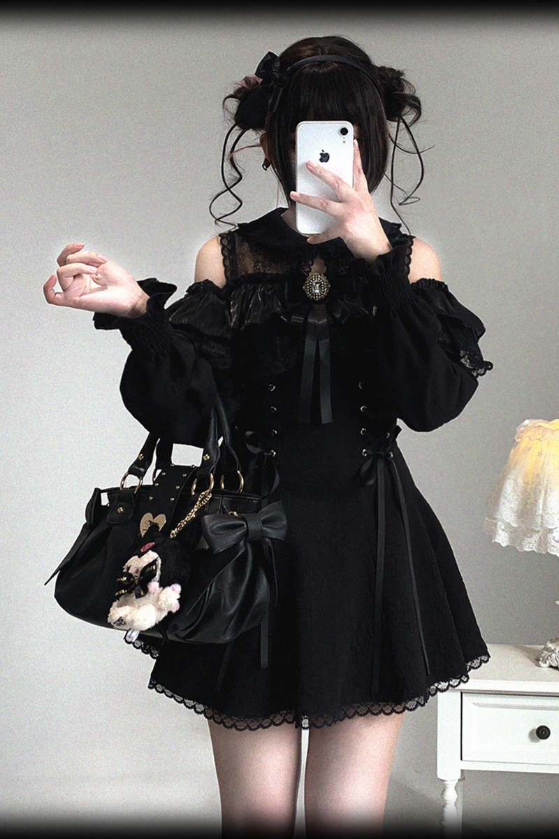 Off Shoulder Lace Up Lace Dress