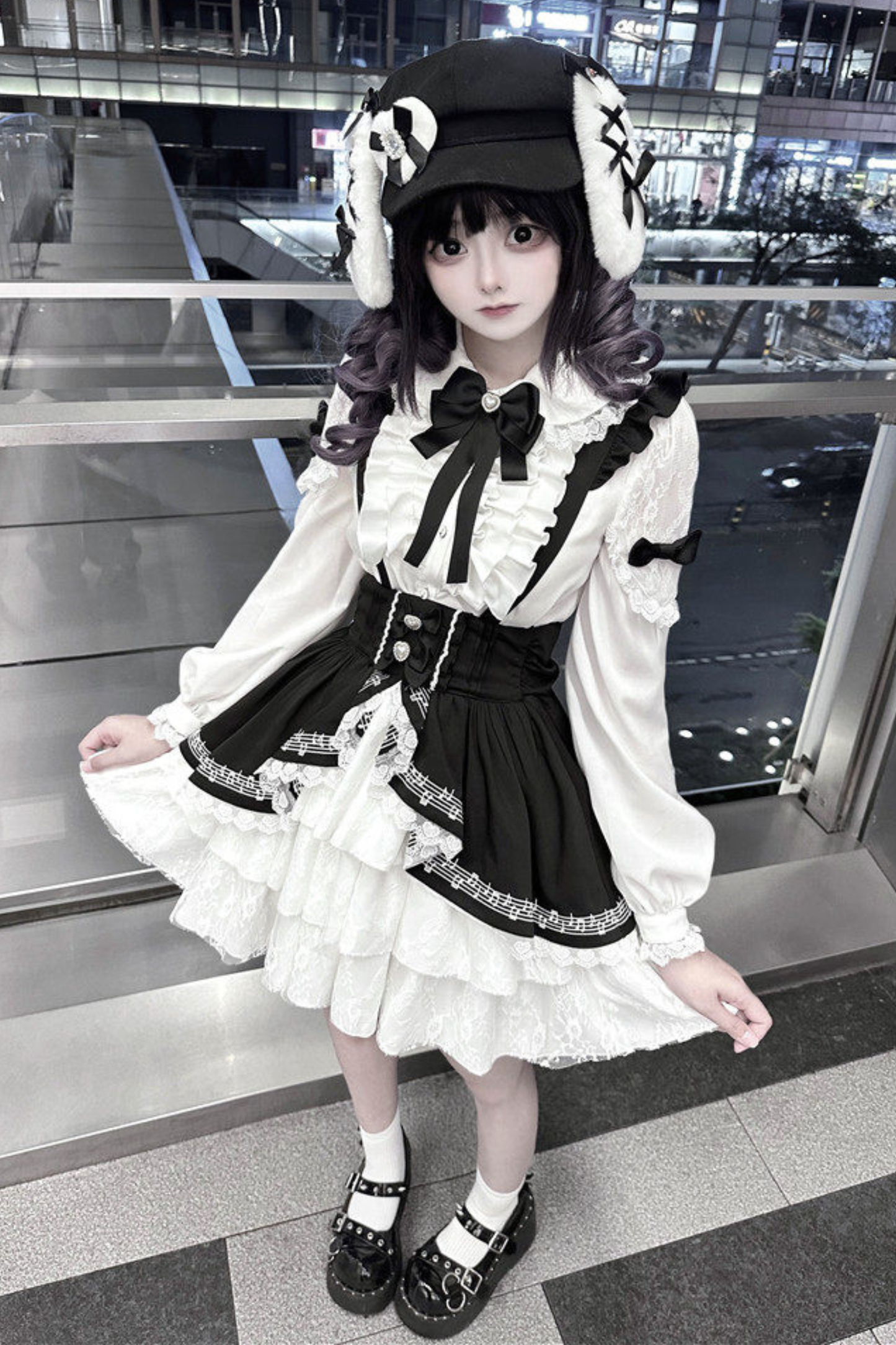 Lace Shirt + Tiered Bib Skirt