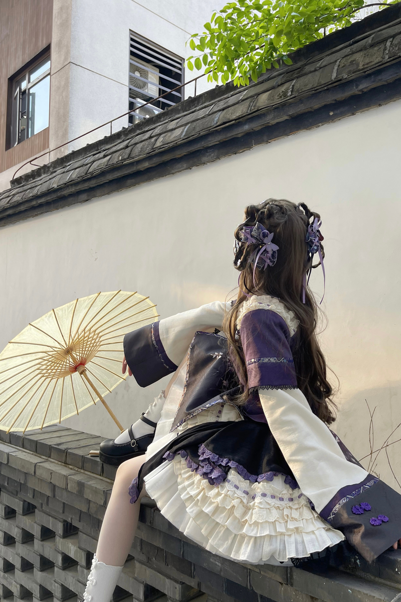 Chinese-style Girl Lolita Tops+skirt+headband+clip