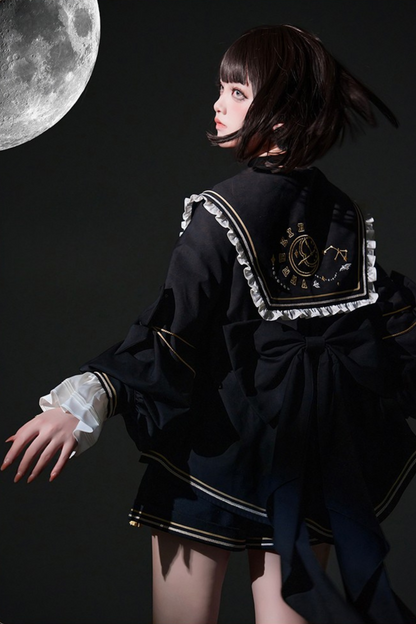 Night Servant Bird Sailor Top + Jacket + Short Pants + Beret + Choker