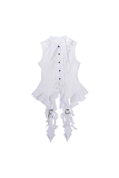 Puff Sleeve Short Jacket + Asymmetrical Shirt + Shorts