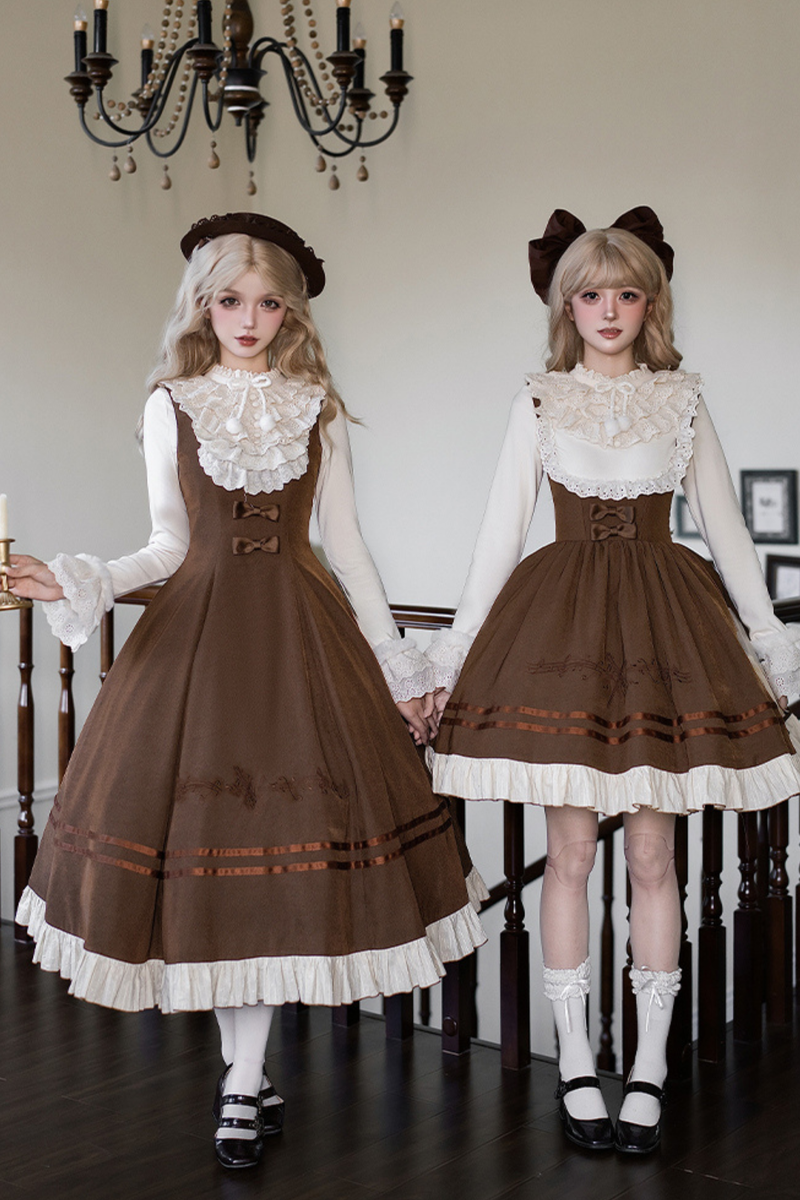 Twin Ruffle Doll Jumperskirt + Top + Ribbon + Hat