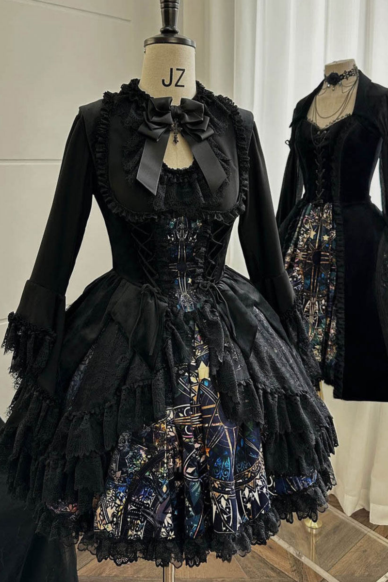 Gothic Lolita Jumper Skirt + Dark Top + Girdle