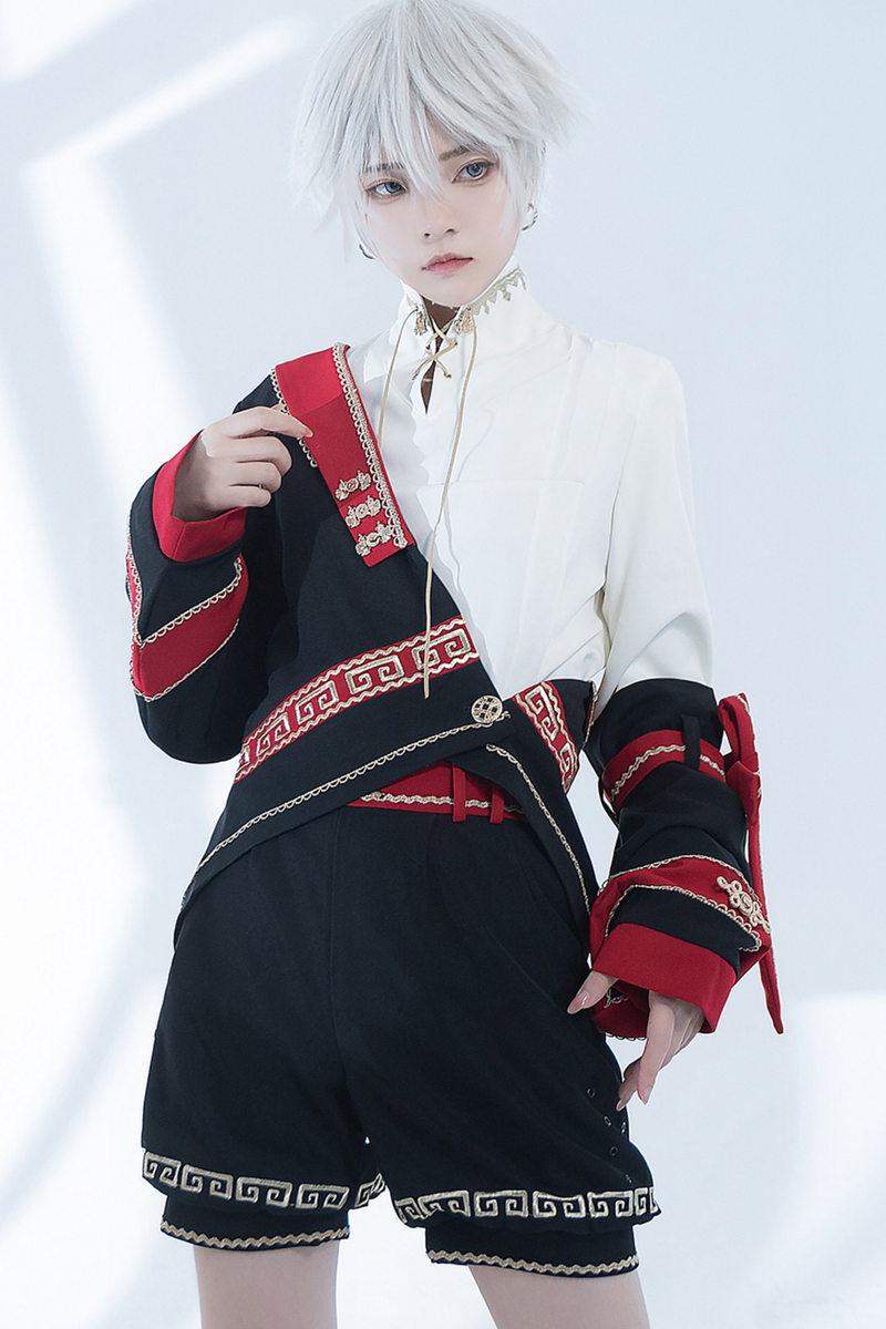Retro Stand Collar Shirt + Shorts + Jacket
