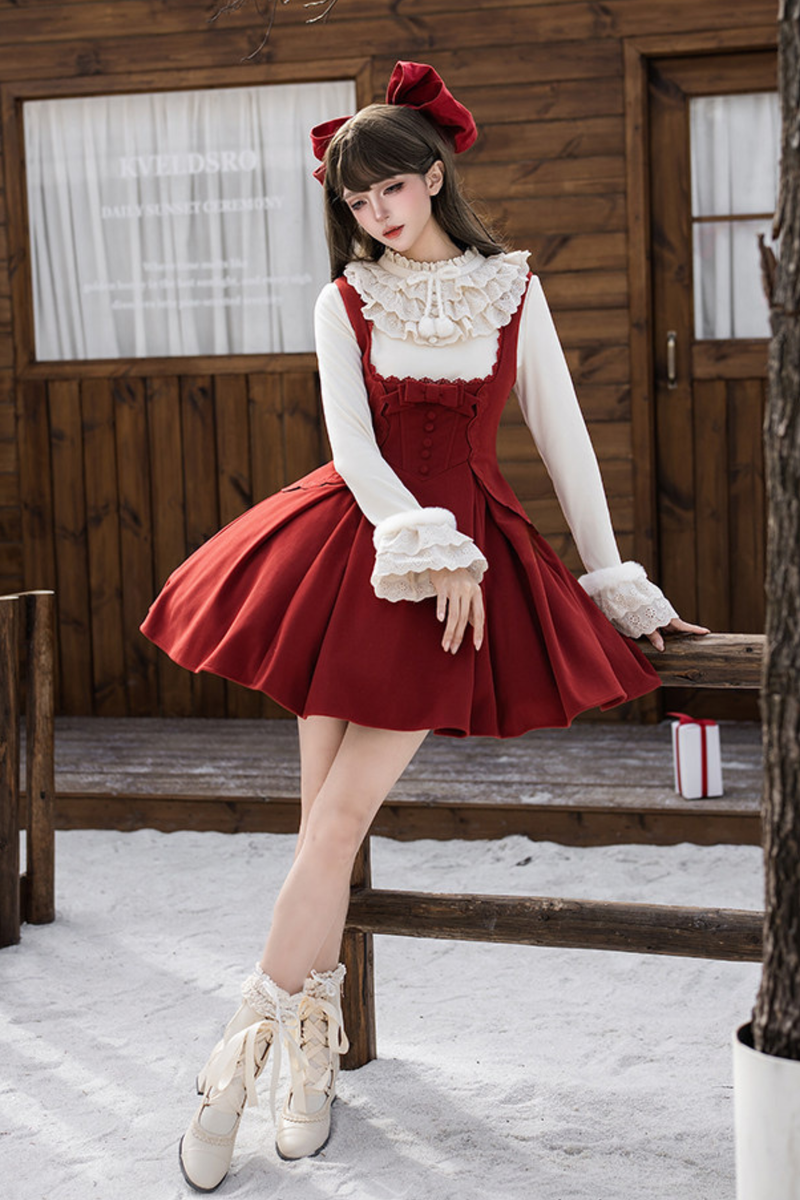 Velvet Rose Suspender Dress + Top + Bow