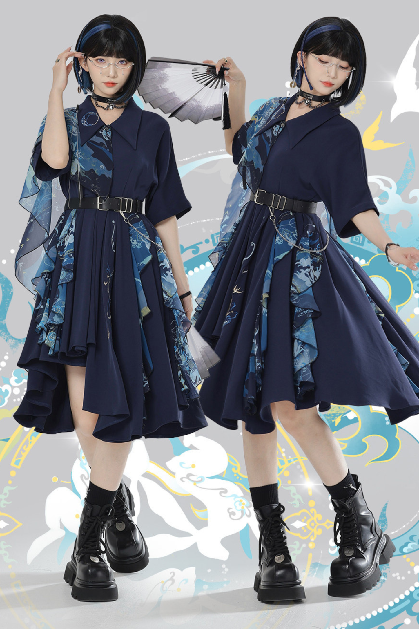 Chinese-style Embroidery Dress + Belt + Girdle