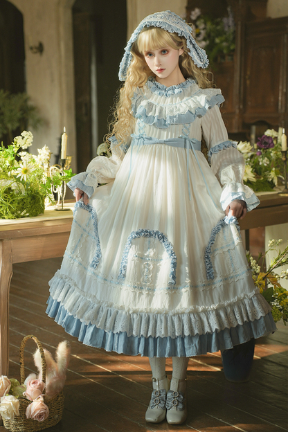 Rabbit Twin Blue Lolita Dress + Rabbit Headband