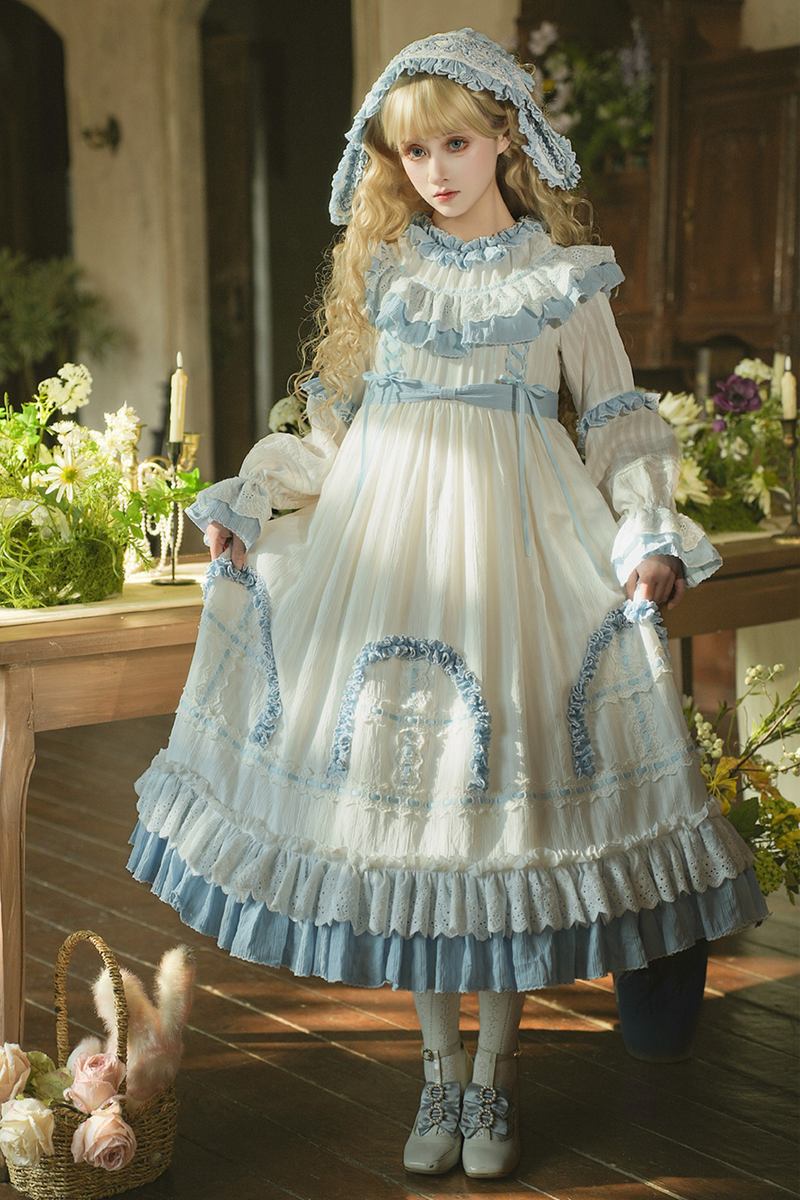 Rabbit Twin Blue Lolita Dress + Rabbit Headband
