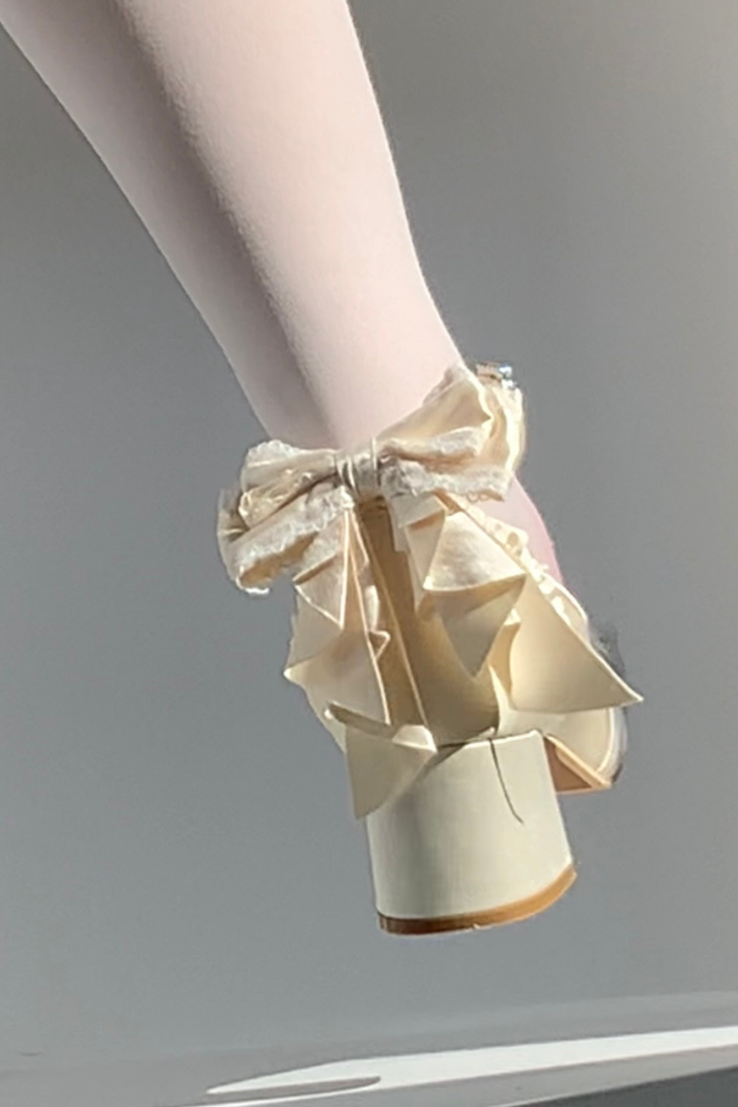 Lace-up Square Toe Ballet Heels
