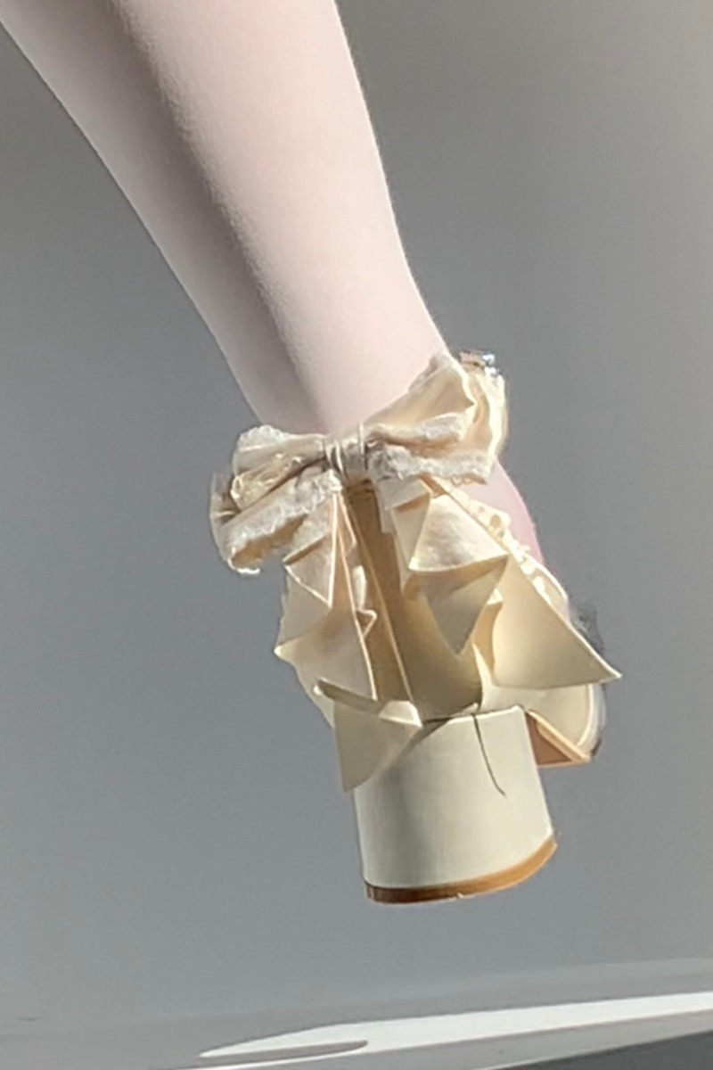 Lace-up Square Toe Ballet Heels
