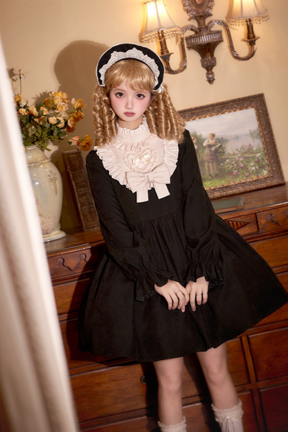 [pre-order] Dark Doll Lolita Dress + Apron + Ribbon + Headband