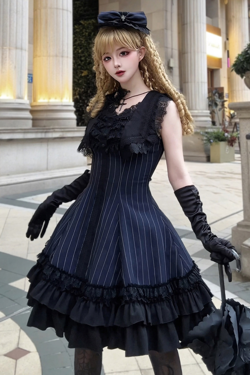 Slim-fit Gothic Lolita Jumper Skirt + Jacket