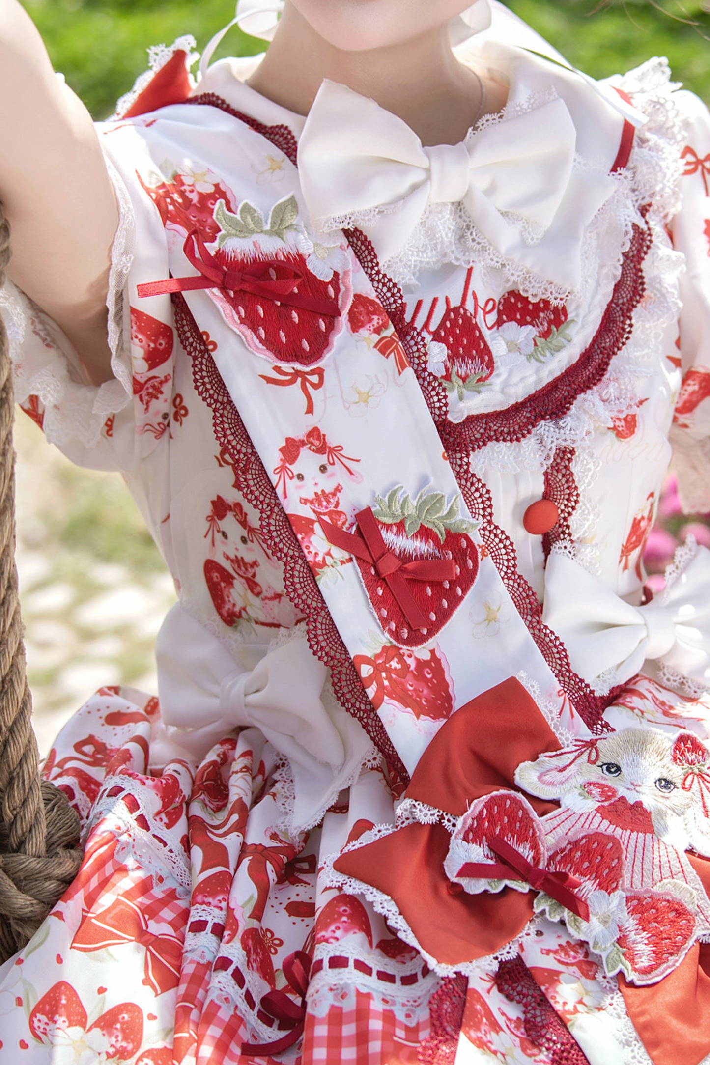 Red Berry Lolita Dress + Ribbon + Headband