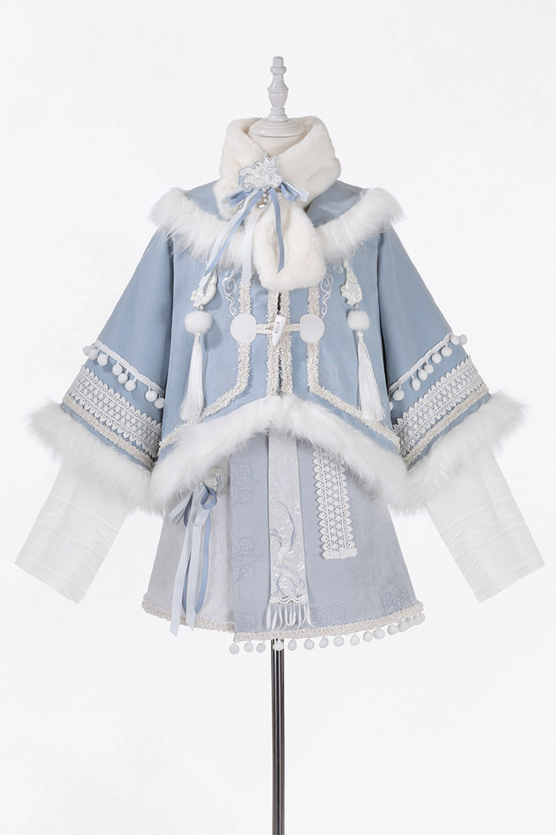 China Snow Lolita Jacket + Top + Skirt + Scarf