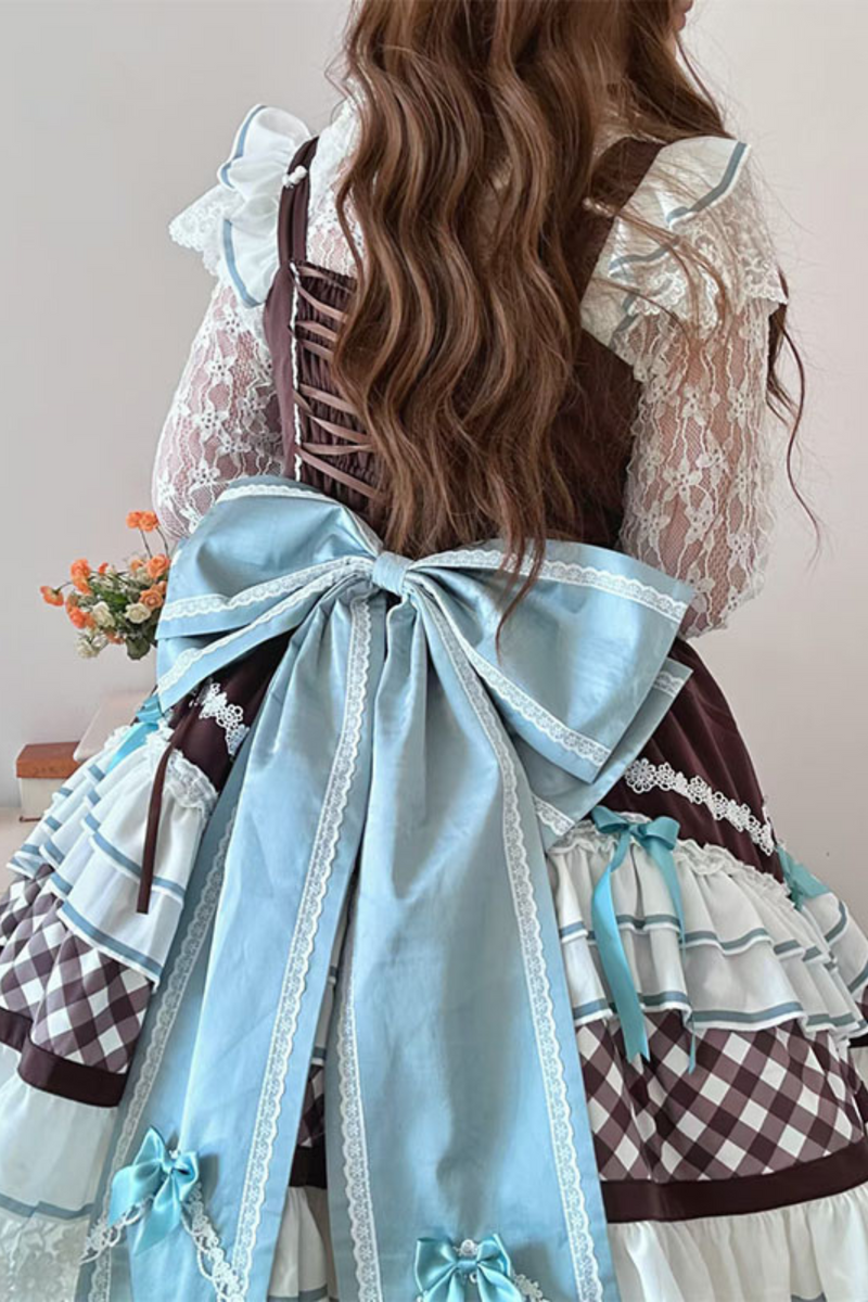 Heart Suspender Tiered Dress + Headpiece + Tail