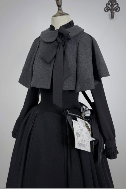 British Detective Lolita Coat + Cape + Skirt + Shirt + Bag + Brooch + Hat + Beret + Necklace
