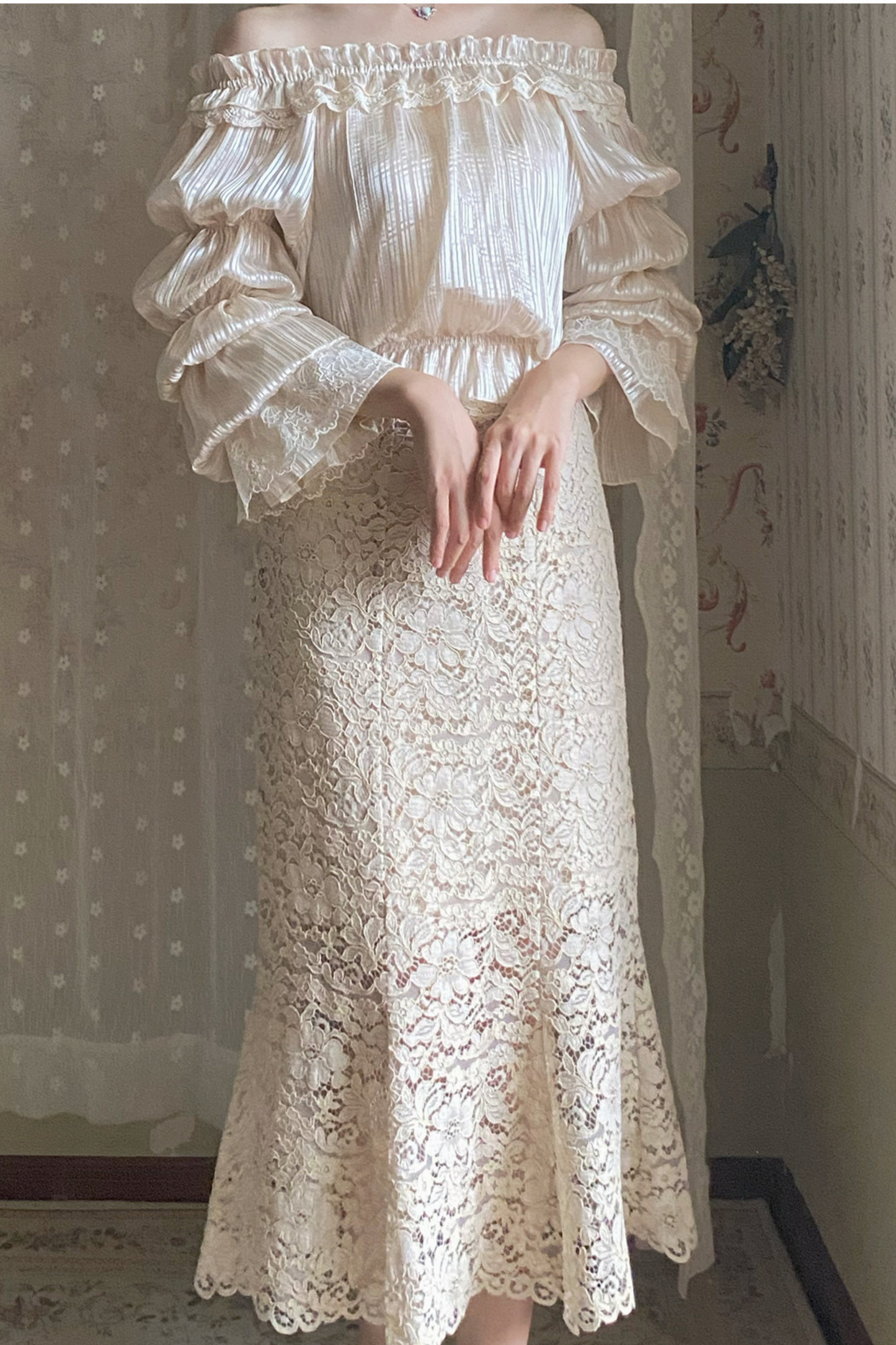 Chiffon Off Shoulder Sheer Top