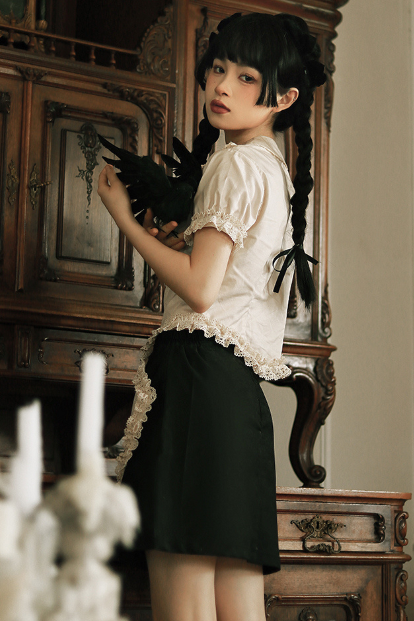 Ruffle Lace Shirt + Tiered Skirt