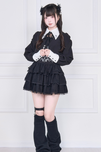 Cross Embroidery Shirt + Skirt