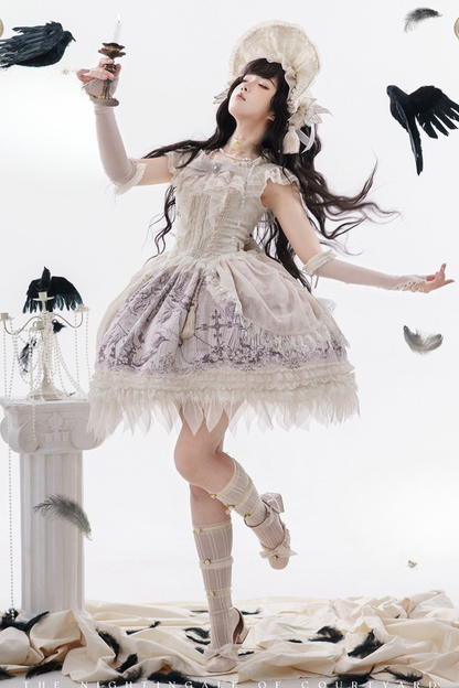 [pre-order] Sweet Lolita Feather Dress + Bonnet + Clips