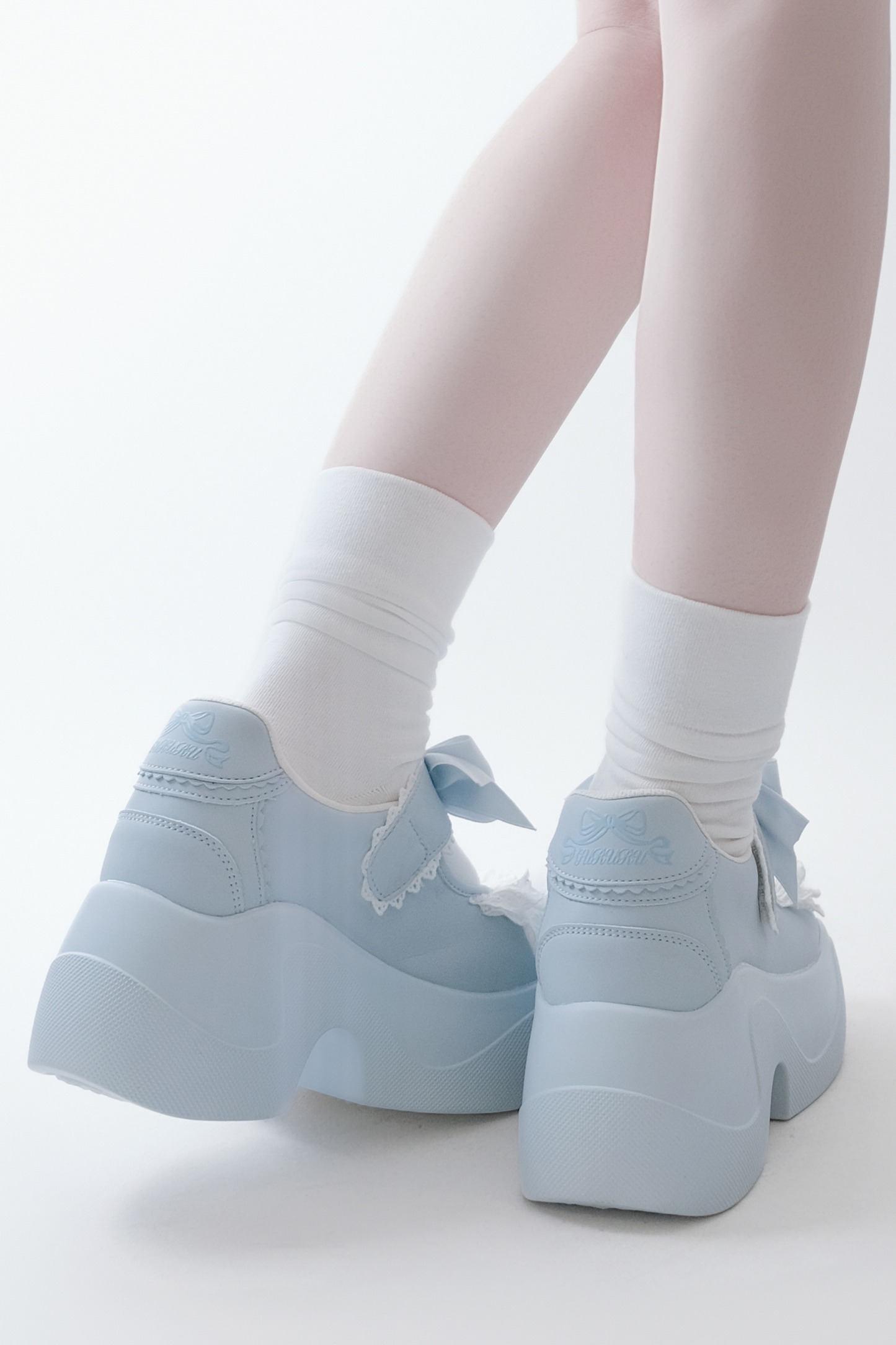 Ruffle Lace Ribbon Platform Shoes