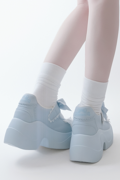 Ruffle Lace Ribbon Platform Shoes